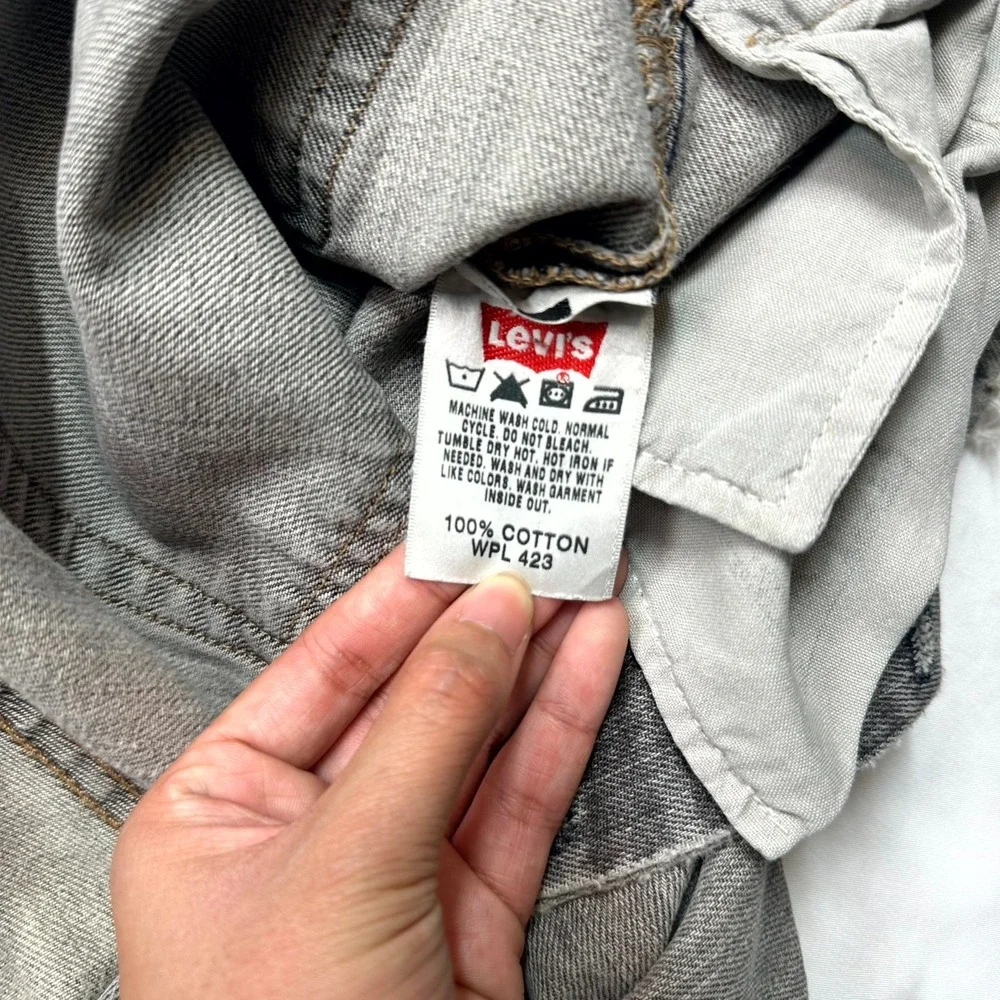 Vintage Y2K Levi's 501 Original Fit Jeans Mens 34x32 Gray Distressed‎ Button Fly